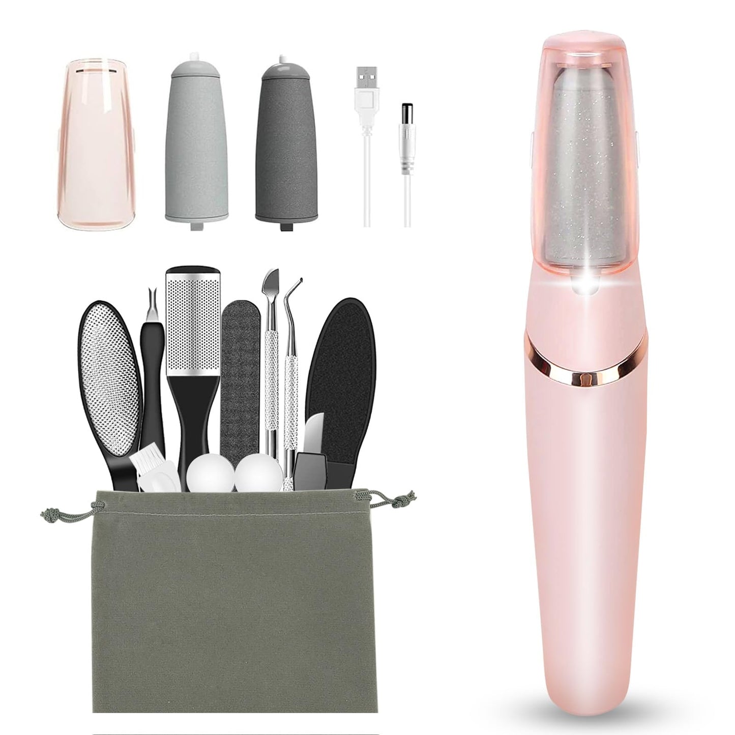 Electric Callus Removers for Feet, Haootadiy Electric Foot Callus Remover Pedicure Kits Rechargeable with12 in 1, Removes Dry Skin for Smoother Feet Beauty and Personal Care Haootadiy Default Title