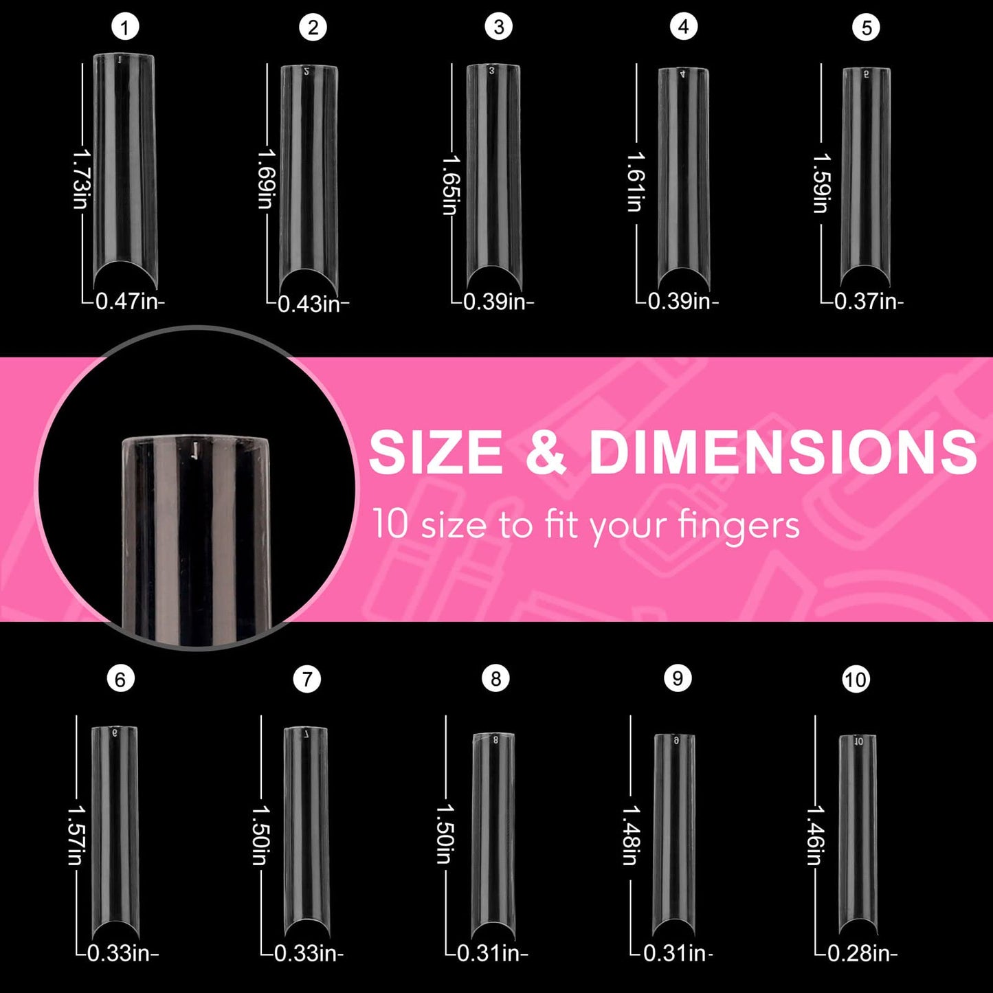 Square C Curve Extra Long Nail Tips, Half Cover Clear Acrylic Fake Nail Tips, Press On Nail False Nails with Case for Nail Salons and DIY Nail Art Beauty & Personal Care Defuber