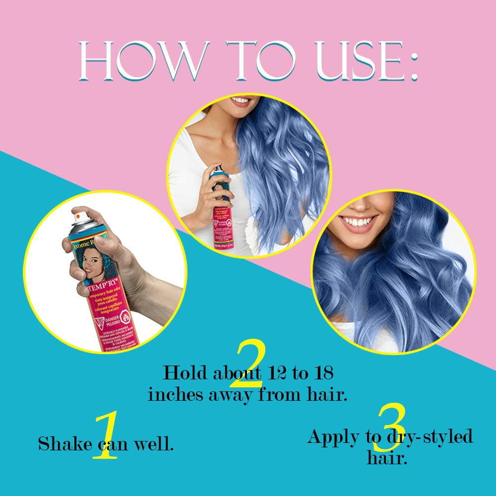 Jerome Russell Temp'Ry Spray-On Blue Hair Color, 2.2Oz X 3 Pack Beauty & Personal Care Jerome Russell