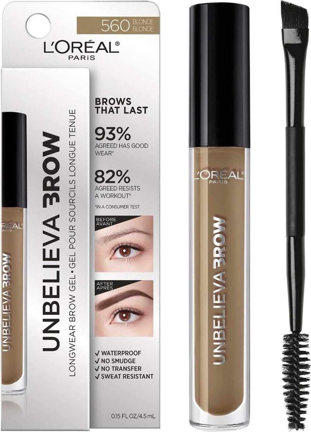 L'Oreal Paris Unbelieva-Brow Longwear Waterproof Tinted Brow Gel, Smudge-resistant, Transfer- Proof, Quick Drying, Easy and quick application