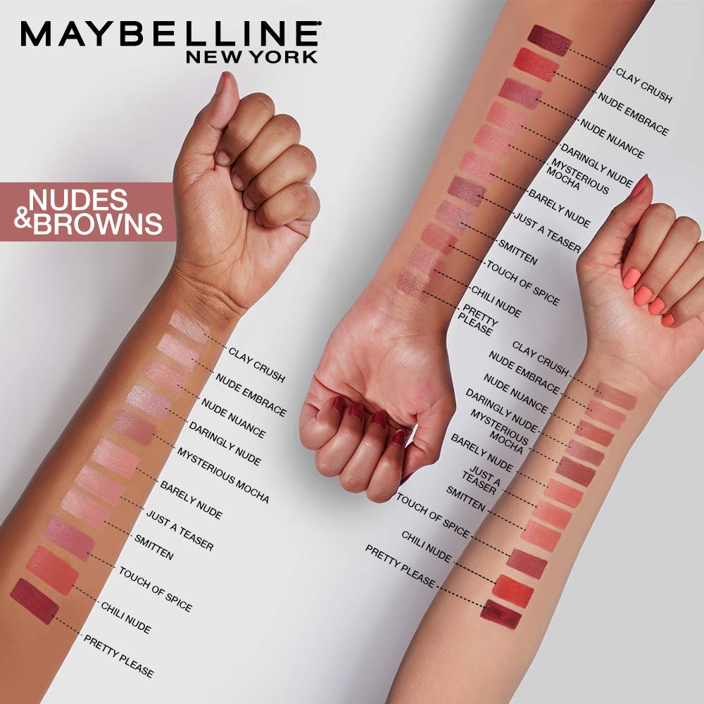 Maybelline Color Sensational Lipstick, Lip Makeup, Matte Finish, Hydrating Lipstick, Nude, Pink, Red, Plum Lip Color, Nude Embrace, 0.15 oz; Beauty & Personal Care MAYBELLINE