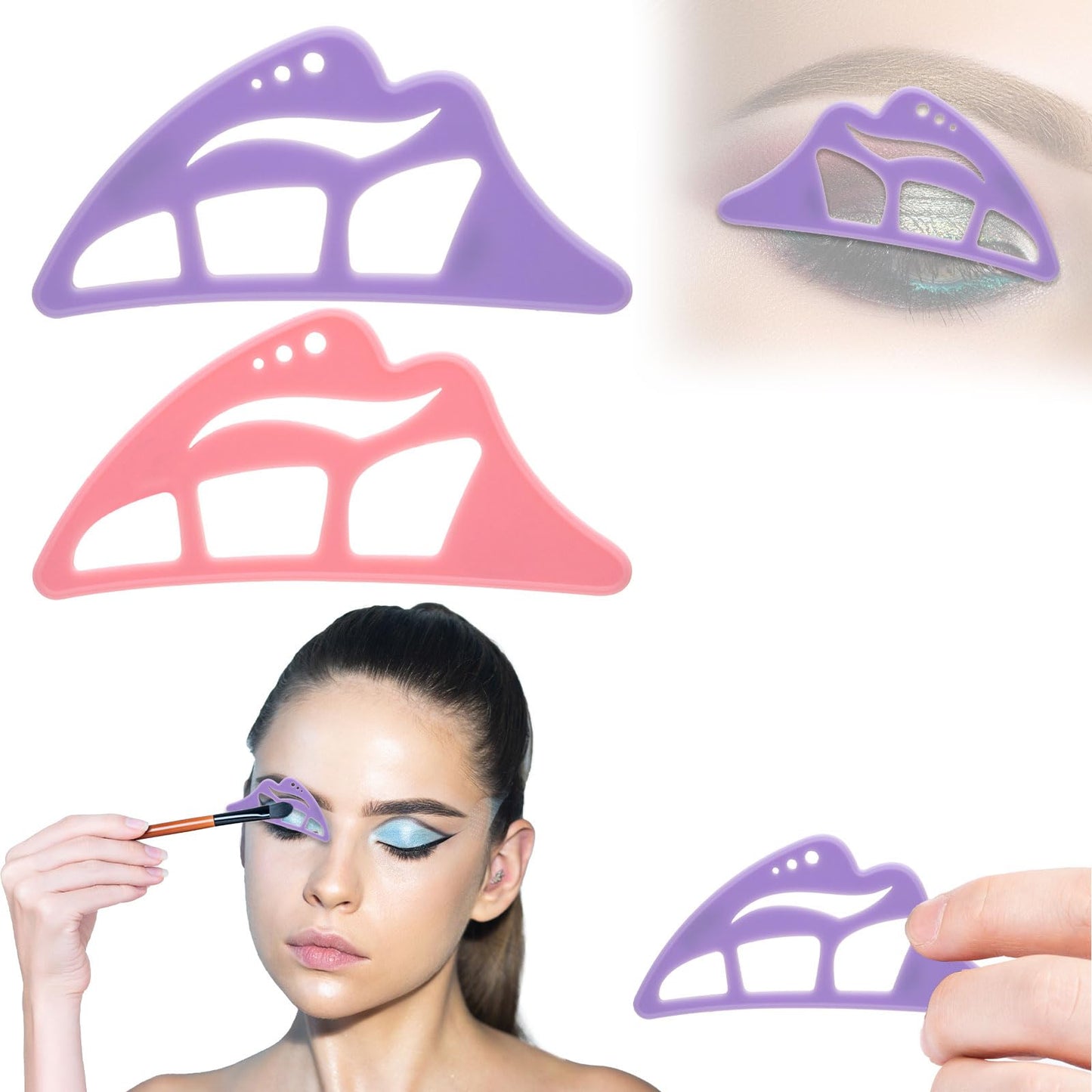 NFAMRZCAR 2PC Eyeshadow Stencil 5 in 1 Silicone Eyeshadow Tool,Reusable Eye Makeup Aid Stencils,Eye Makeup Aid, for Make Up Beginners&Women Beauty & Personal Care NFAMRZCAR
