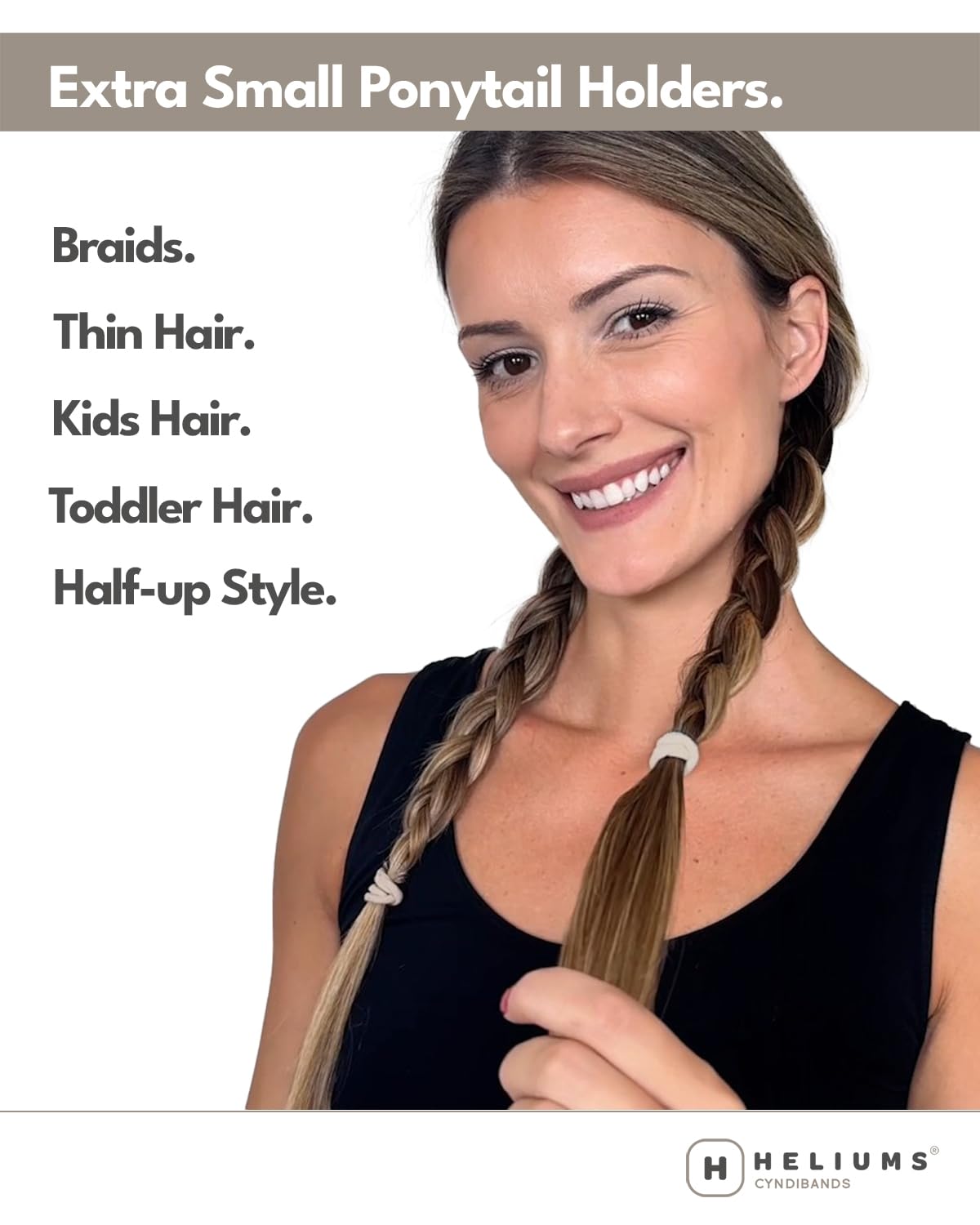 Heliums Extra Small Hair Ties No Damage - Dark Brown - Mini 0.7 Inch Tiny Soft Seamless Hair Bands for Toddlers, Braids, Kids Ponytails- 40 Count Beauty and Personal Care Heliums
