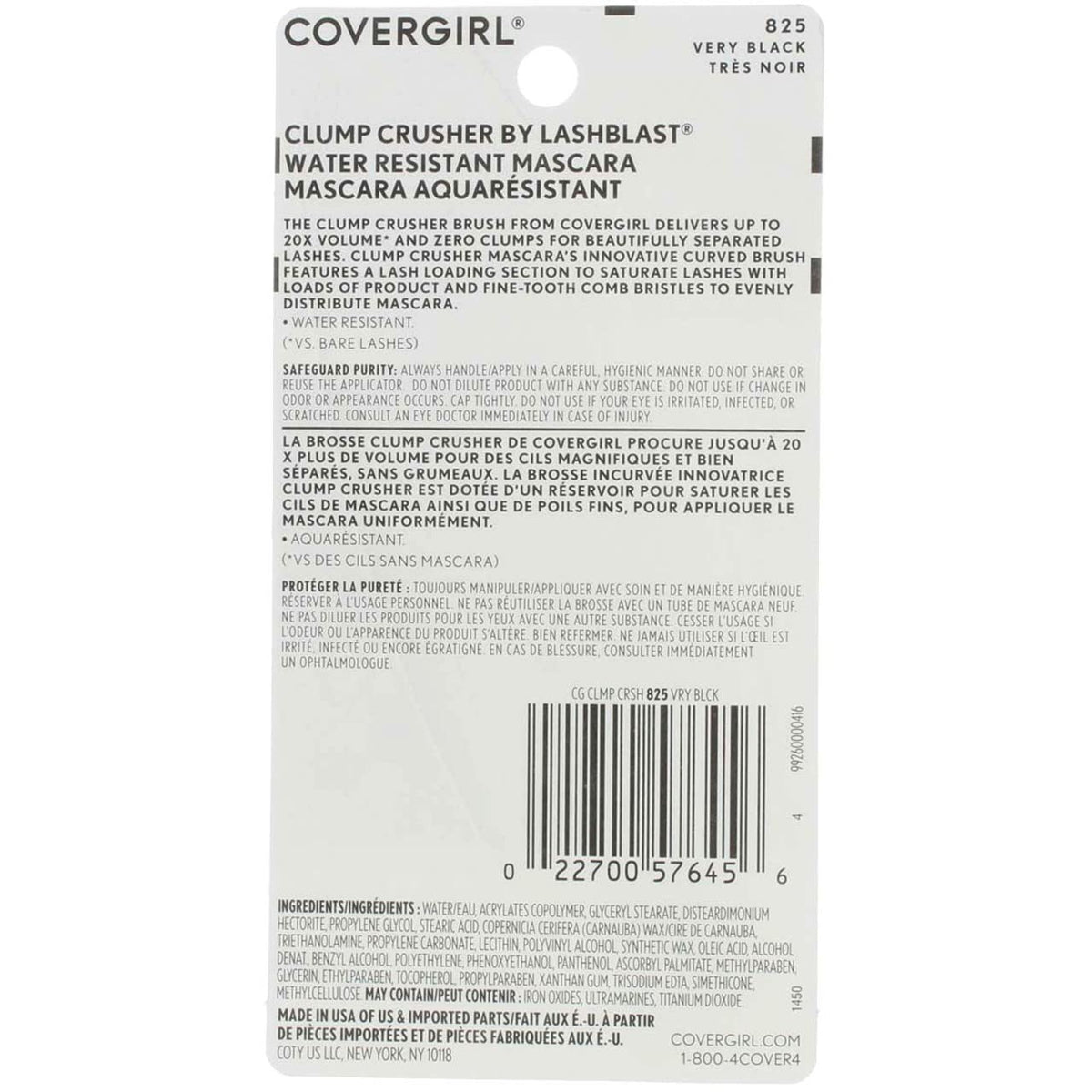 CoverGirl LashBlast Clump Crusher Mascara, Water Resistant, Very Black 825 - Pack of 3 Beauty & Personal Care COVERGIRL