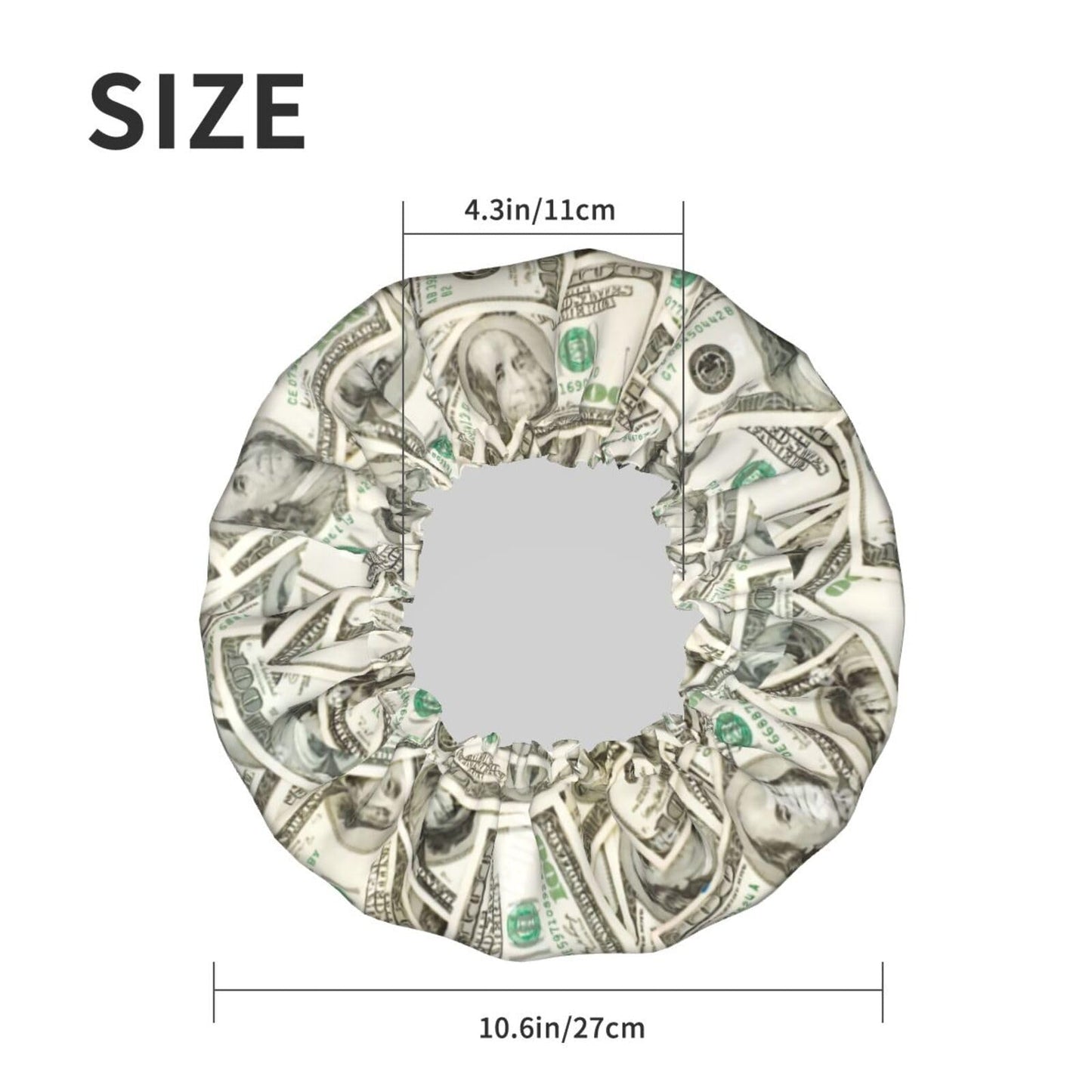 100 Dollar Money Shower Cap For Women Reusable Waterproof Double Layers Bath Cap Hair Protection Elastic Ladies Spa Salon Shower Hat Beauty and Personal Care YUZEKABZ