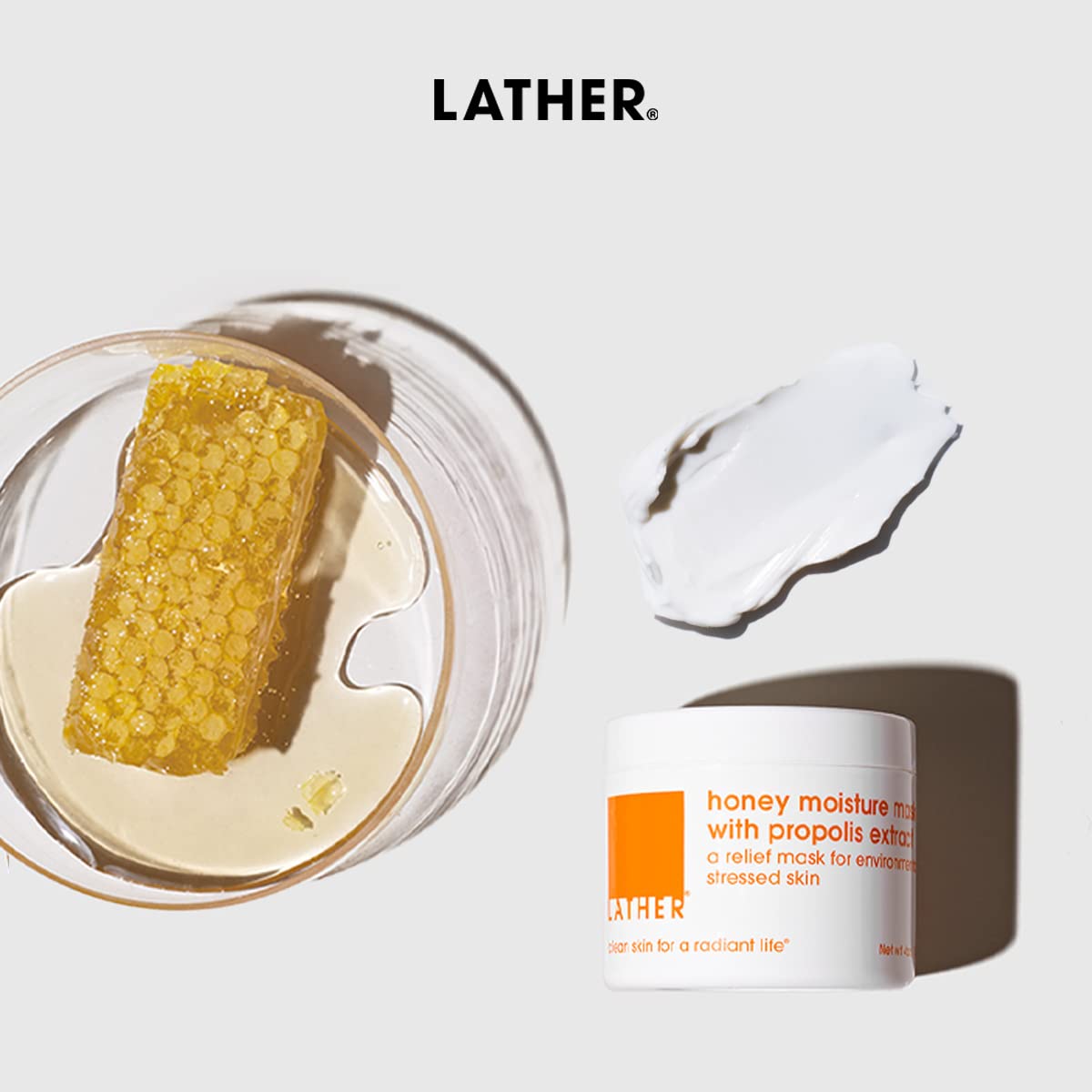 LATHER Honey Moisture Mask With Propolis Extract - Hydrating Face Mask for Dull Skin - Visibly Renew, Moisturize & Boost Hydration for Combination Beauty & Personal Care LATHER
