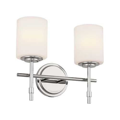 Kichler Ali 2 Light Bathroom Vanity Light in Polished Nickel with Satin Etched Glass Shades for use in Bathrooms and Powder Rooms, 52141PN Beauty & Personal Care Kichler
