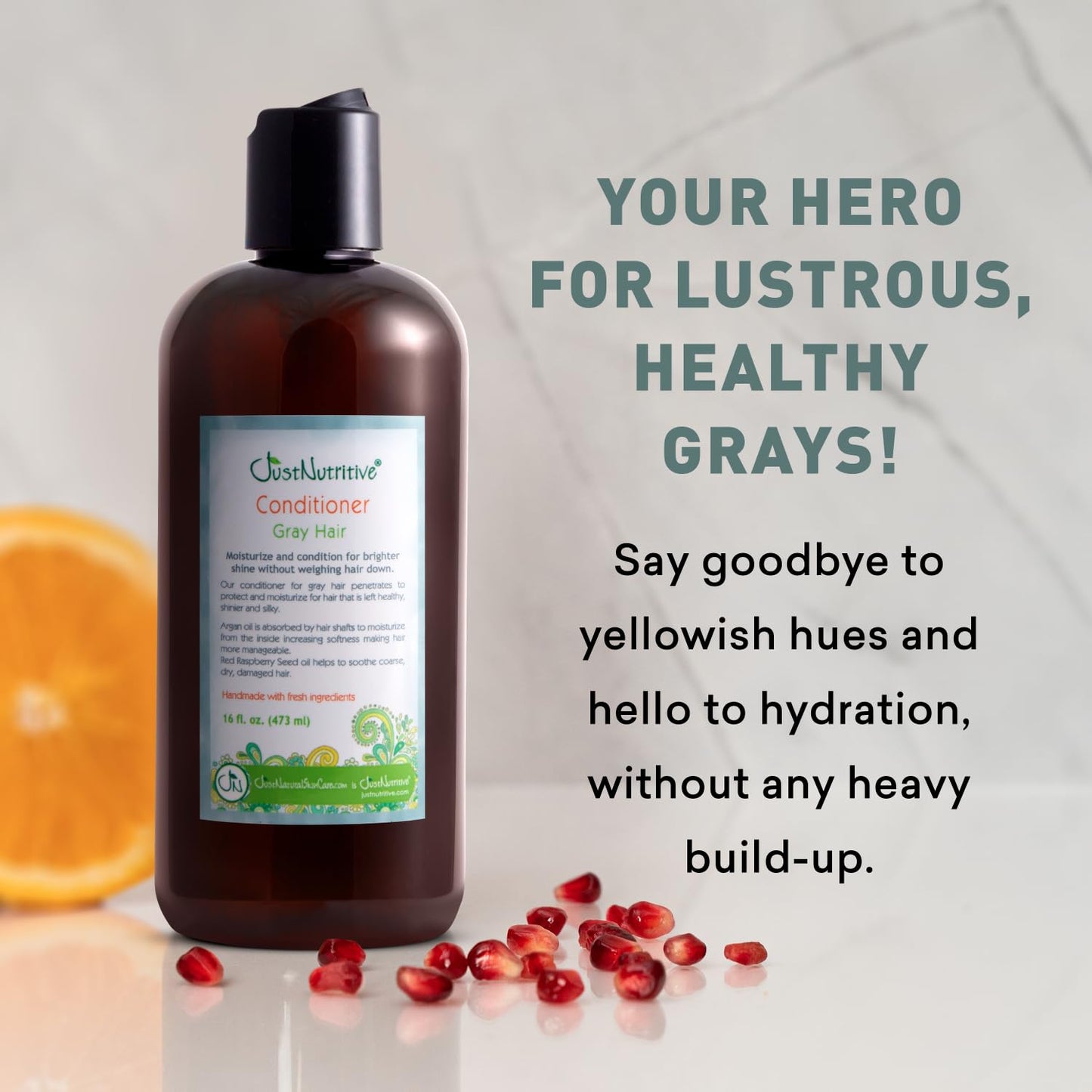 Just Nutritive Gray Hair Conditioner | Gray Hair Treatment | Just Natural Hair Care | Natural Conditioner 16 Oz. Beauty & Personal Care Just Nutritive