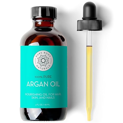 Pure Body Naturals Argan Oil for Skin and Face - 4 fl oz Cold Pressed, Light, Non-Greasy, Nourishing Pure Argan Oil for Hair - Aceite de Argan Beauty & Personal Care Pure Body Naturals