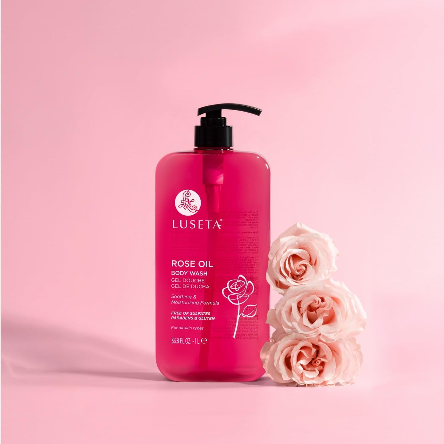 Luseta Rose Oil Body Wash Hydrating Moisturizing Shower Gel Cleansing and Nourishing for Dry Skin for Women & Men Sulfate-Free 33.8oz Beauty & Personal Care L LUSETA