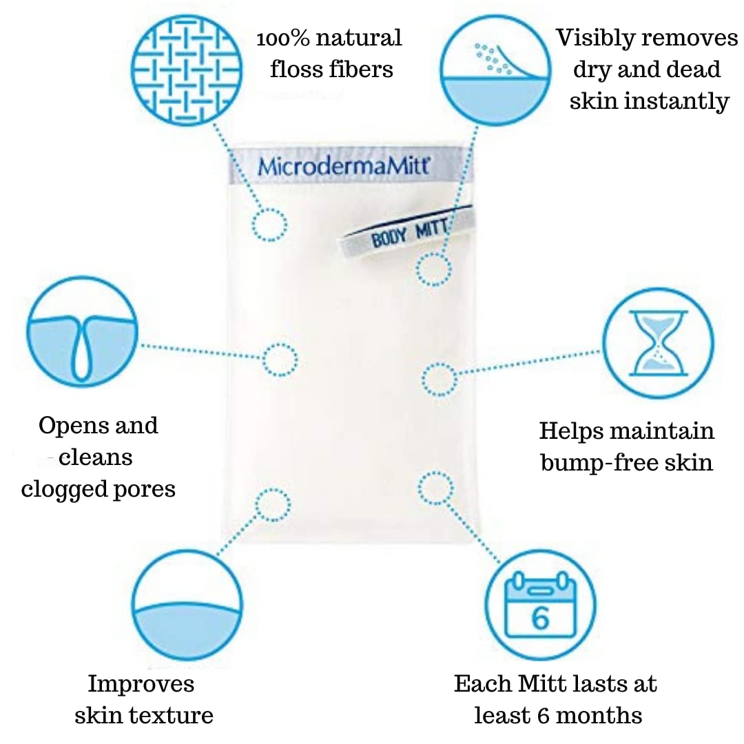MicrodermaMitt Deep Exfoliating Back Scrubber for Bath & Shower - Dead & Dry Skin Remover - Double-Sided Exfoliator - Body Wash Cloth for Men & Women Beauty & Personal Care MicrodermaMitt