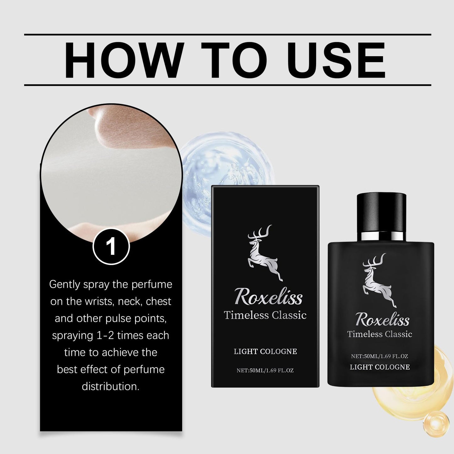 Roxeliss 50ML/1.69FL.0Z Charming Perfume Classic Cologne Natural Fresh Exudes Temperament Long-lasting Fragrance Elegant Portable Dating Perfume Beauty & Personal Care Roxeliss