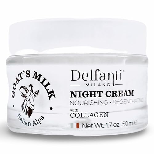 Delfanti-Milano • GOAT'S MILK with COLLAGEN Nourishing and Regenerating NIGHT CREAM • Face and Neck Moisturizer • Made in Italy Beauty & Personal Care Delfanti-Milano