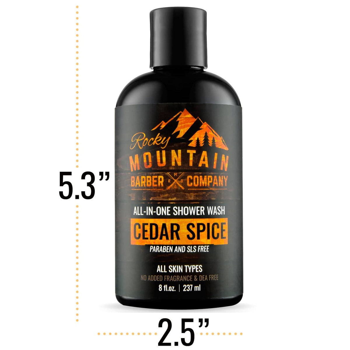 Rocky Mountain Barber Company Cedar Spice All-In-One Body Wash - Shampoo, Body Wash, Conditioner, Face Wash & Beard Wash with Essential Oils - 8 oz Beauty & Personal Care Rocky Mountain Barber Company