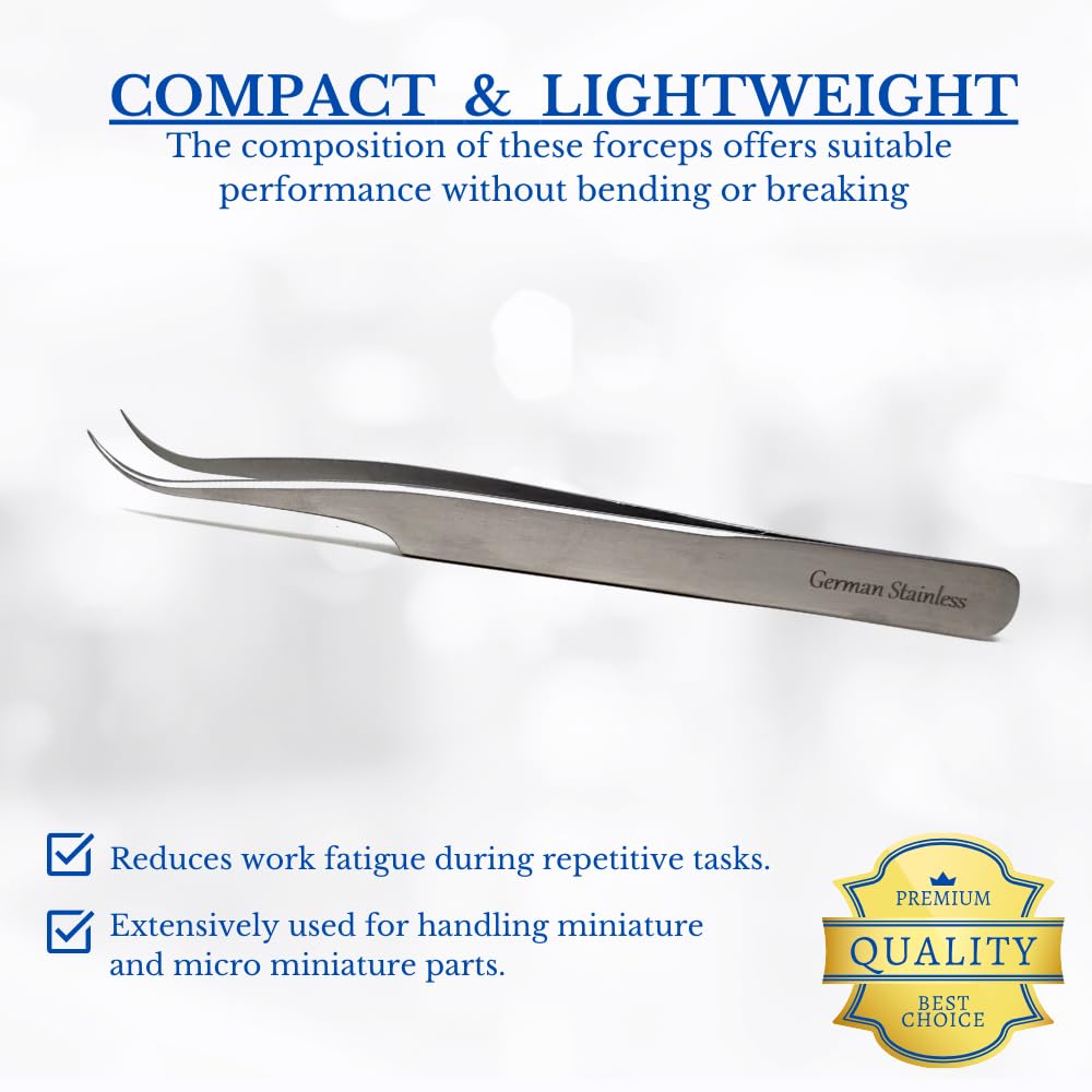 Professional Eyelash Tweezers Sharp, Needle Nose, Stainless Steel, Tweezers Precision Pluckers 4.75" with Fine Precision Tips for Facial Hair Beauty and Personal Care HIGH TECH INSTRUMENTS