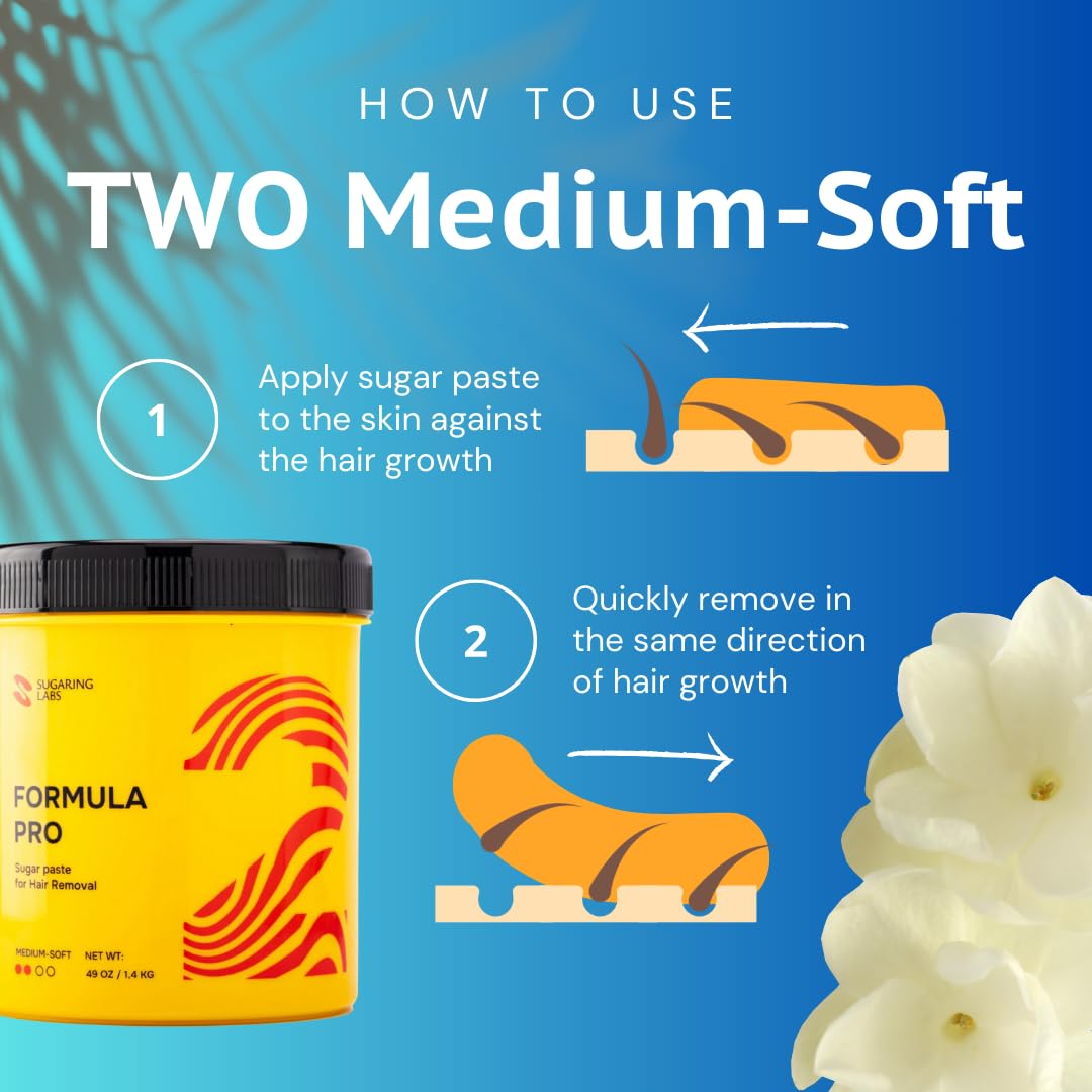 Sugaring Paste FORMULA PRO for Hair Removal SOFT-MEDIUM for Legs, Arms, Facial Hairs, Sugar Wax Kit 49oz / 3lb Beauty and Personal Care Sugaring Labs