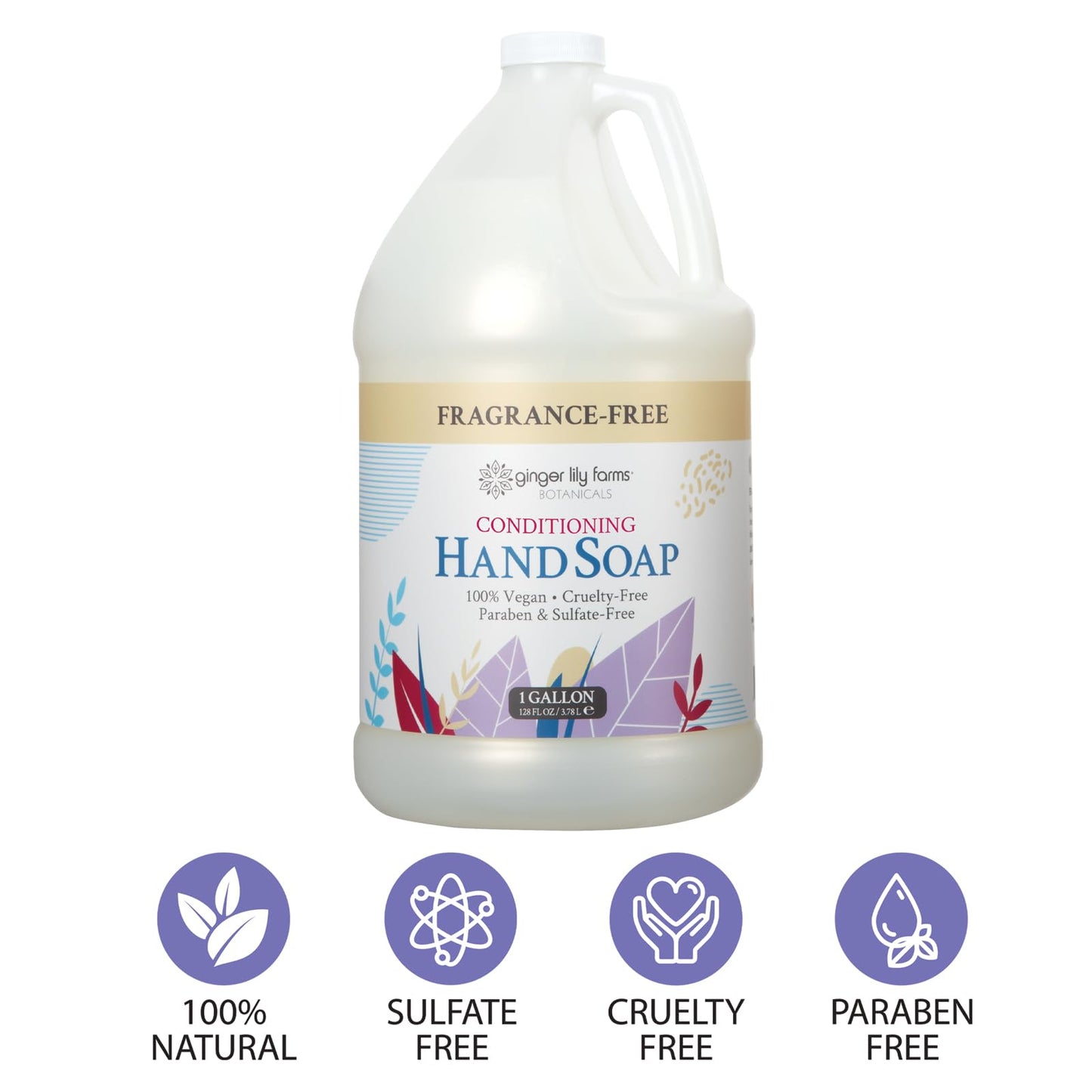 Ginger Lily Farms Botanicals All-Purpose Liquid Hand Soap Refill, Fragrance Free, 100% Vegan & Cruelty-Free, 1 Gallon Beauty & Personal Care Ginger Lily Farms