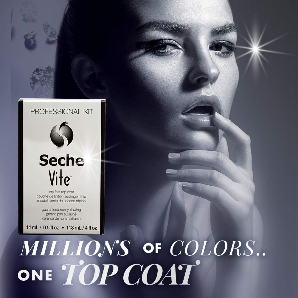 Seche Vite Professional Refill Kit, High-Gloss Clear Top Coat for Natural Nails, Artificial Gels Fiberglass Acrylic Extensions, Quick-Dry Long-Lasting Beauty & Personal Care Seche