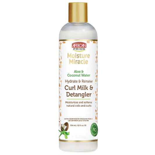 African Pride Moisture Miracle Hydrate & Renew Curl Milk & Hair Detangler, For Natural Coils & Curls, Hydrates & Controls Frizz, 12 oz Beauty & Personal Care African Pride