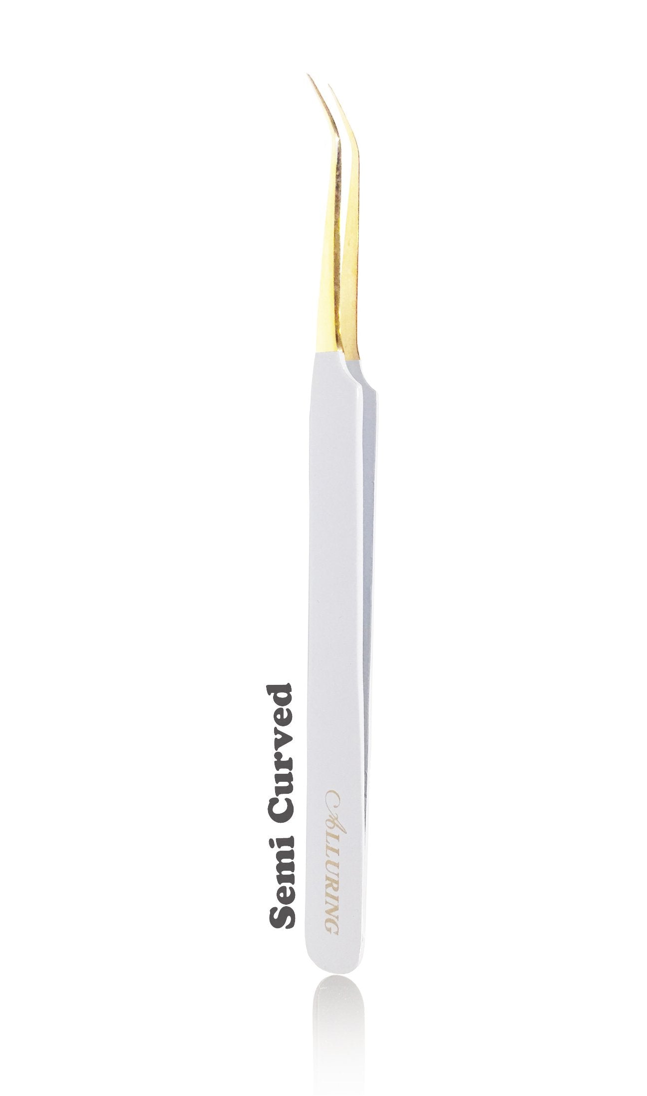 Alluring White with Gold Tip Tweezers for Eyelash Extension Beauty and Personal Care Alluring