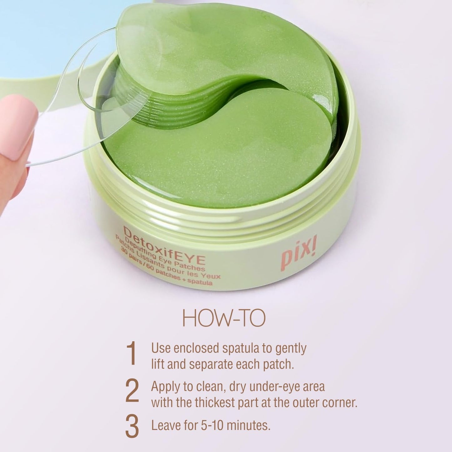 Pixi DetoxifEYE Depuffing Hydrogel Eye Patches with Cucumber, Hyaluronic Acid & Caffeine for Puffy Eyes and Dark Circles | Treats Tired Eyes Beauty & Personal Care Pixi