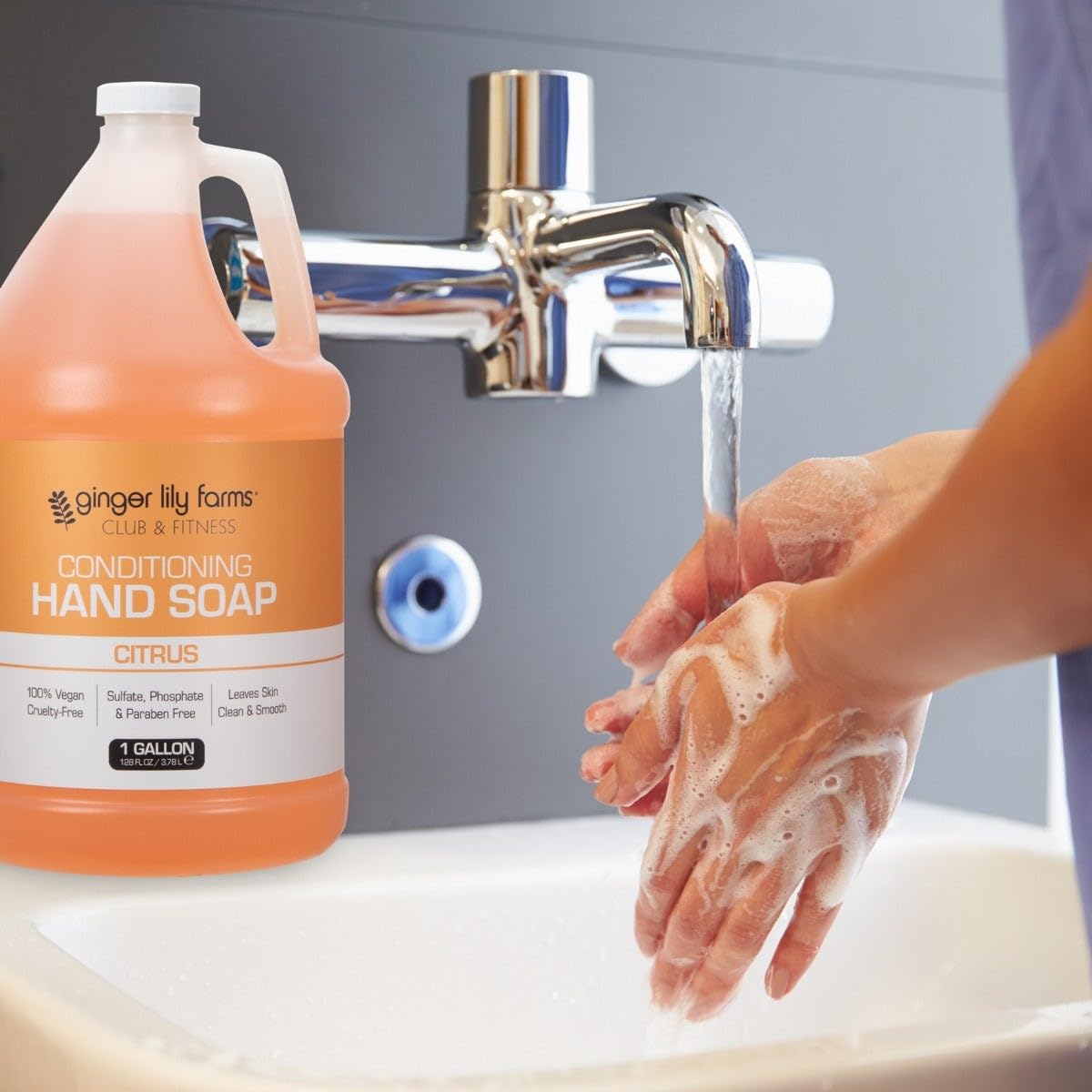 Ginger Lily Farms Club & Fitness Conditioning Liquid Hand Soap Refill, 100% Vegan & Cruelty-Free, Citrus Scent, 1 Gallon (128 fl oz) Beauty & Personal Care Ginger Lily Farms