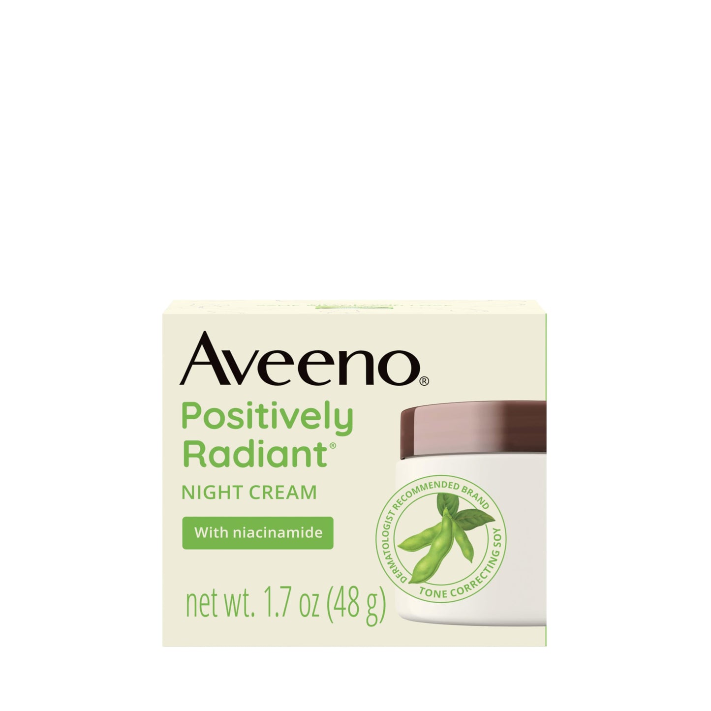 Aveeno Positively Radiant Night Cream, 1.7oz – Face & Neck Moisturizer with Soy & Niacinamide to Brighten, Even Tone & Texture Beauty & Personal Care Aveeno