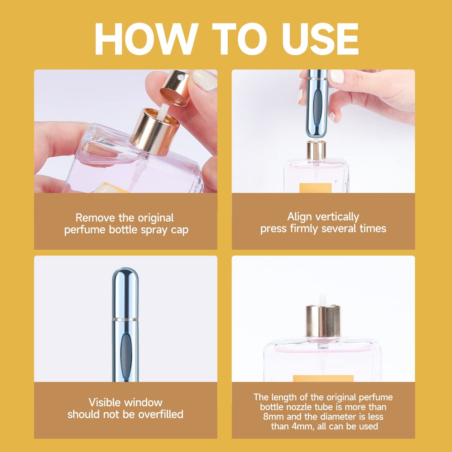 Yamadura Mini Refillable Perfume Portable Atomizer Bottle Refillable Perfume Spray, Refill Pump Case for Traveling and Outgoing (5ml, 4 Pack) 4 Beauty and Personal Care Yamadura