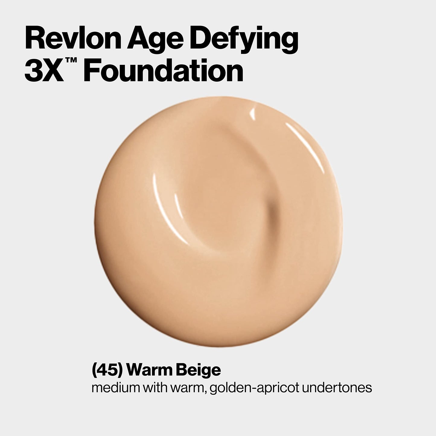 Revlon Age Defying 3X Makeup Foundation, Firming, Lifting and Anti-Aging Medium, Buildable Coverage with Natural Finish SPF 20, 045 Warm Beige, 1 fl Beauty & Personal Care REVLON