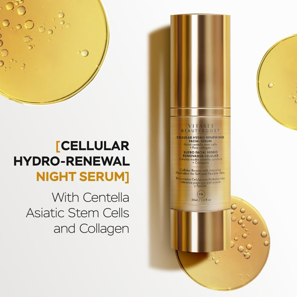 VITASEI Beauty Boost Facial Serum, Anti Aging Cellular Hydro-Renewing Night Serum W/Cotton Stem Cells & Collagen for Women & Men, Hydrating Face Oil Beauty & Personal Care VITASEI
