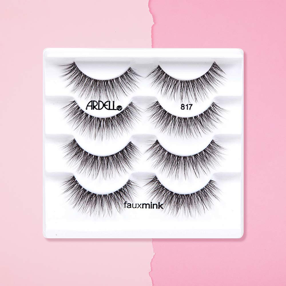 Ardell Faux Mink Lashes 817 - Lightweight, Knot-Free Invisiband Eyelashes for Natural Glam, 4 Pairs, 1 Pack Beauty & Personal Care Ardell