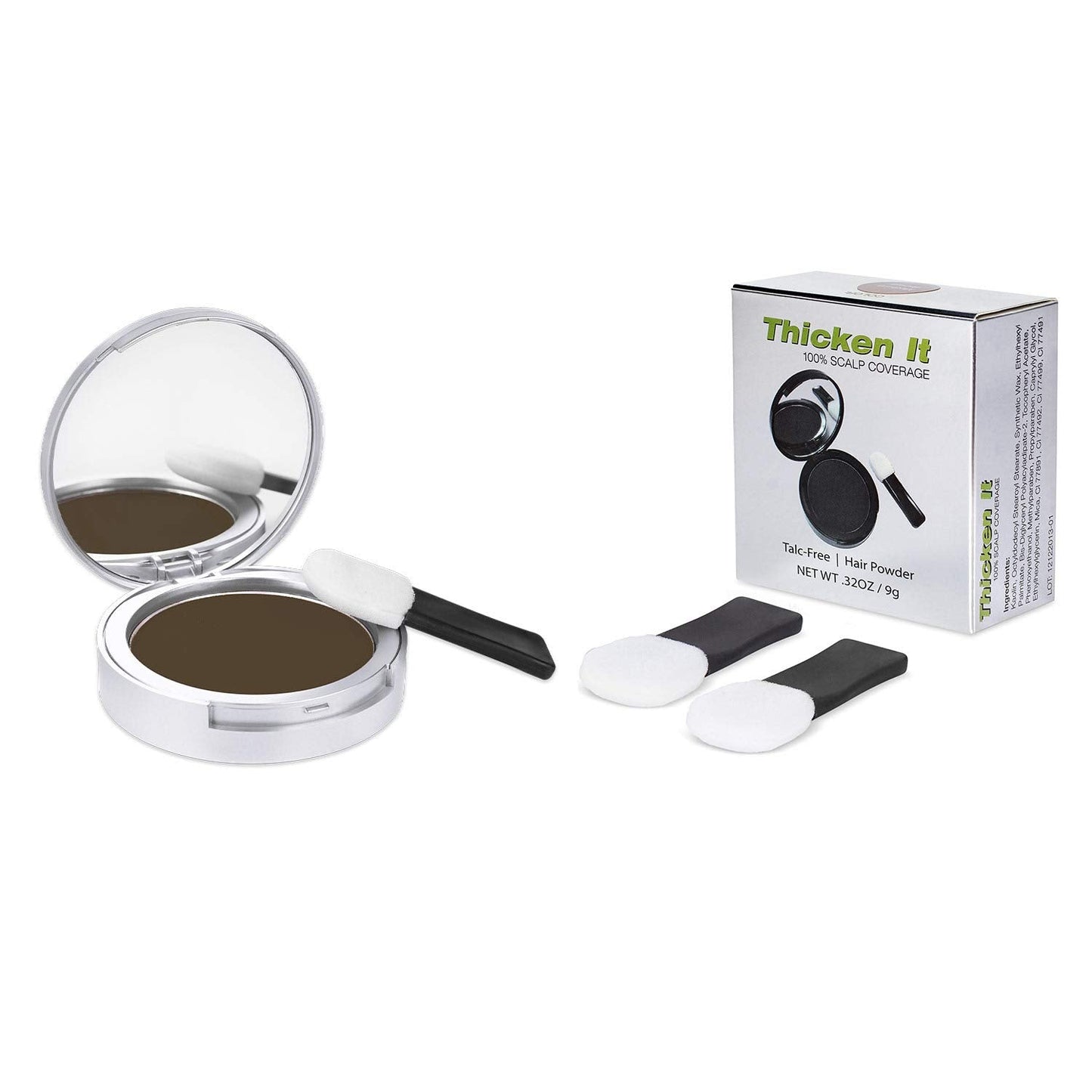 Thicken It 100% Scalp Coverage Hair Powder - DARK BROWN - Talc-Free .32 oz. Water Resistant Hair Loss Concealer. Naturally Thicker Than Hair Fibers Beauty & Personal Care Thicken It