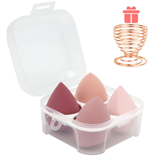 Makeup Sponges Set - Beauty sponges Blending Blenders with 1 Holder and Egg Case, Flawless for Cream, Powder and Liquid (Pink, 4Pcs+1Holder+ case) Beauty and Personal Care Leeshine Default Title