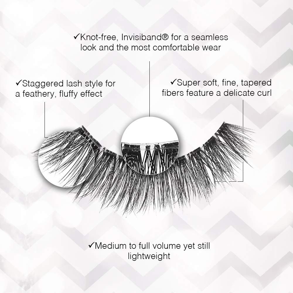 Ardell False Eyelashes 3D Faux Mink Lashes, 861 - Lightweight Reusable Strip Lashes with Invisiband, Ultra-Fluffy Volume for a Bold and Dramatic Look