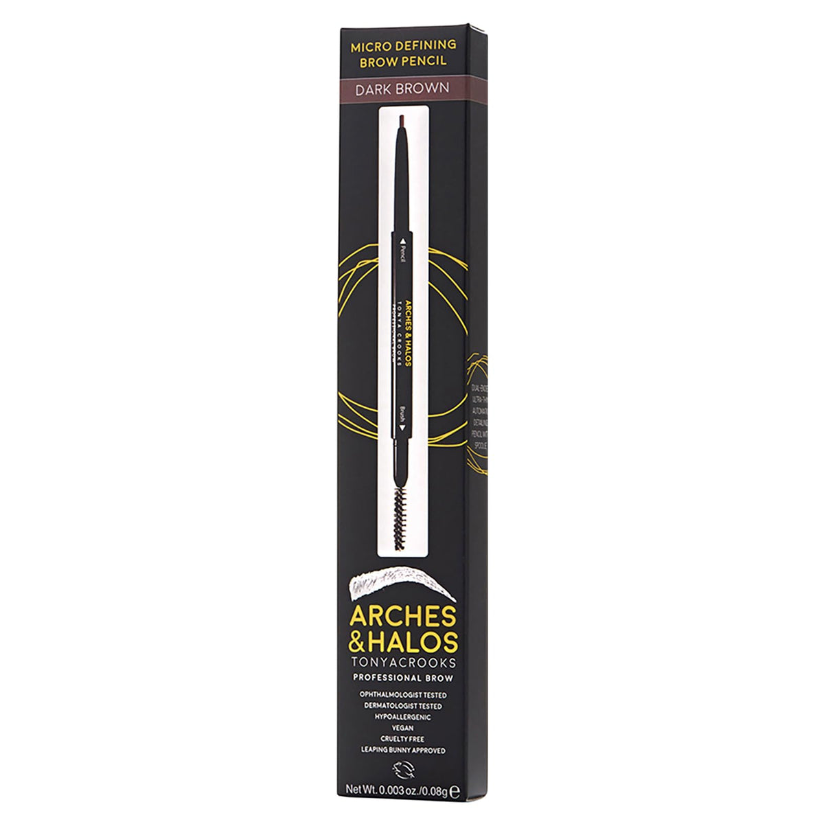Arches & Halos Micro Defining Brow Pencil - Get Fuller and More Defined Brows - Long-Lasting, Smudge Proof, Rich Color - Dual Ended Pencil with Brush
