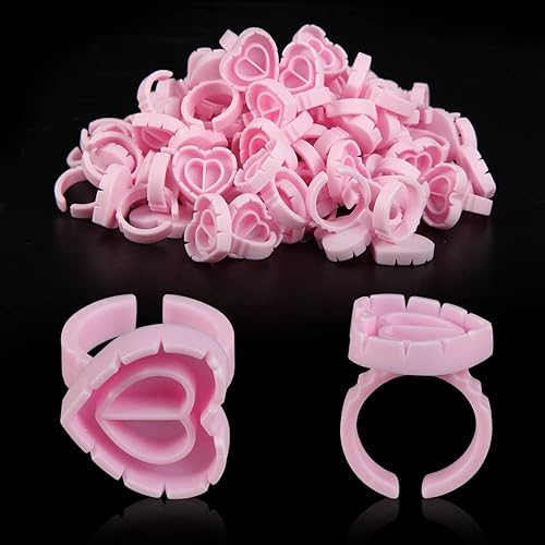 ZXMFDZ 100PCS Glue Rings Lash Rings for Glue, Pigment Rings for Eyelash Extensions Eyelash Glue Holder Lash Glue Ring Smart Disposable Cups Pink Beauty & Personal Care ZXMFDZ