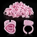 ZXMFDZ 100PCS Glue Rings Lash Rings for Glue, Pigment Rings for Eyelash Extensions Eyelash Glue Holder Lash Glue Ring Smart Disposable Cups Pink Beauty & Personal Care ZXMFDZ