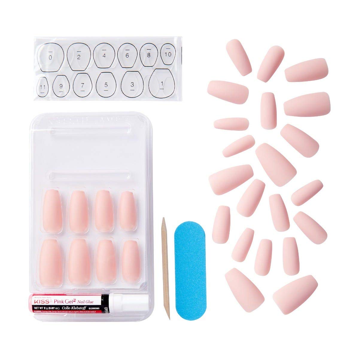 KISS Gel Fantasy Ready-to-Wear Press-On Gel Nails, “All About You”, Long, Pink, Matte Finish, Nail Kit with 24 Mega Adhesive Tabs, Pink Gel Glue Beauty & Personal Care KISS