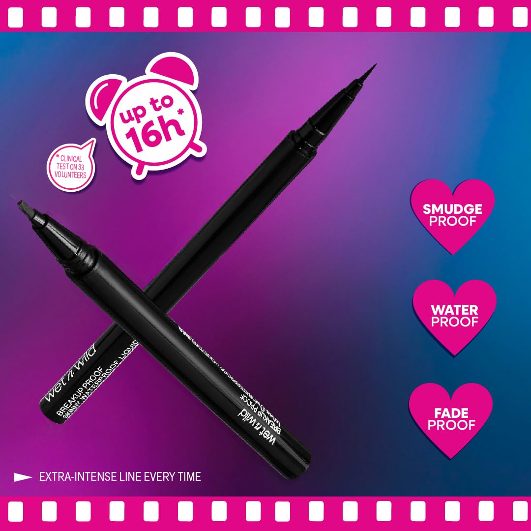 wet n wild Mega Last Breakup Proof Liquid Eyeliner - Ultra-Fine Brush, Waterproof, Long-Lasting - Cruelty-Free & Vegan - Ultra Black Beauty & Personal Care wet n wild
