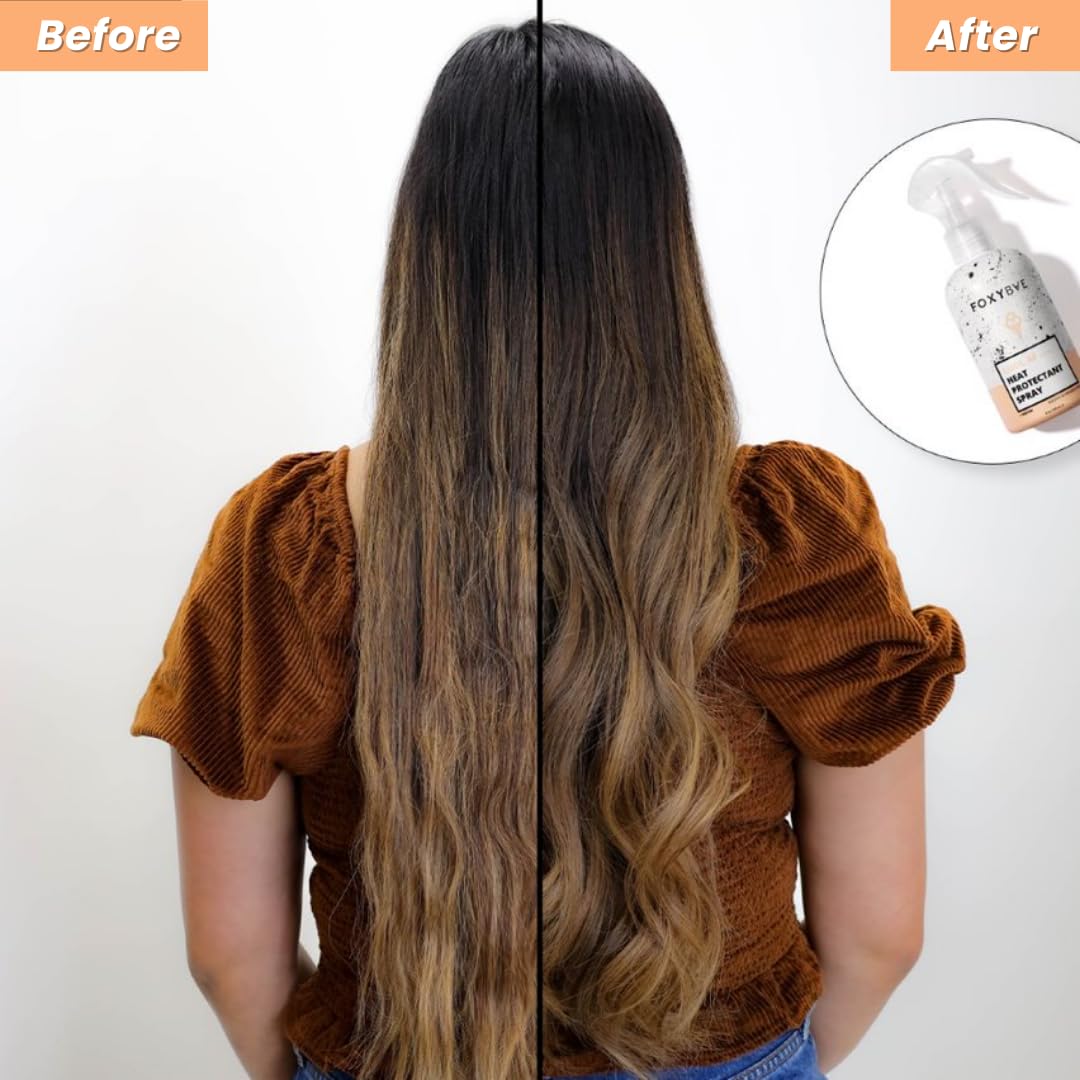 FoxyBae Heat Protectant Spray - Thermal Hair Styling Mist for Curling Iron & Blow Dryer - Prevents Frizz, Damage & Breakage, 8oz Beauty & Personal Care FoxyBae