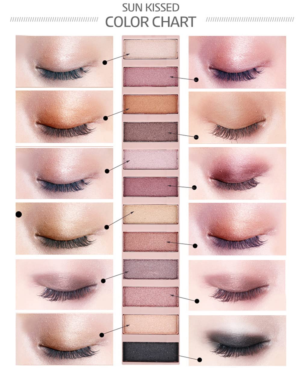 BOLOPER 2 Pack 12 Colors Makeup Nude Colors Eyeshadow Palette Natural Nude Matte Shimmer Glitter Pigment Eye Shadow Pallete Set Waterproof Smokey