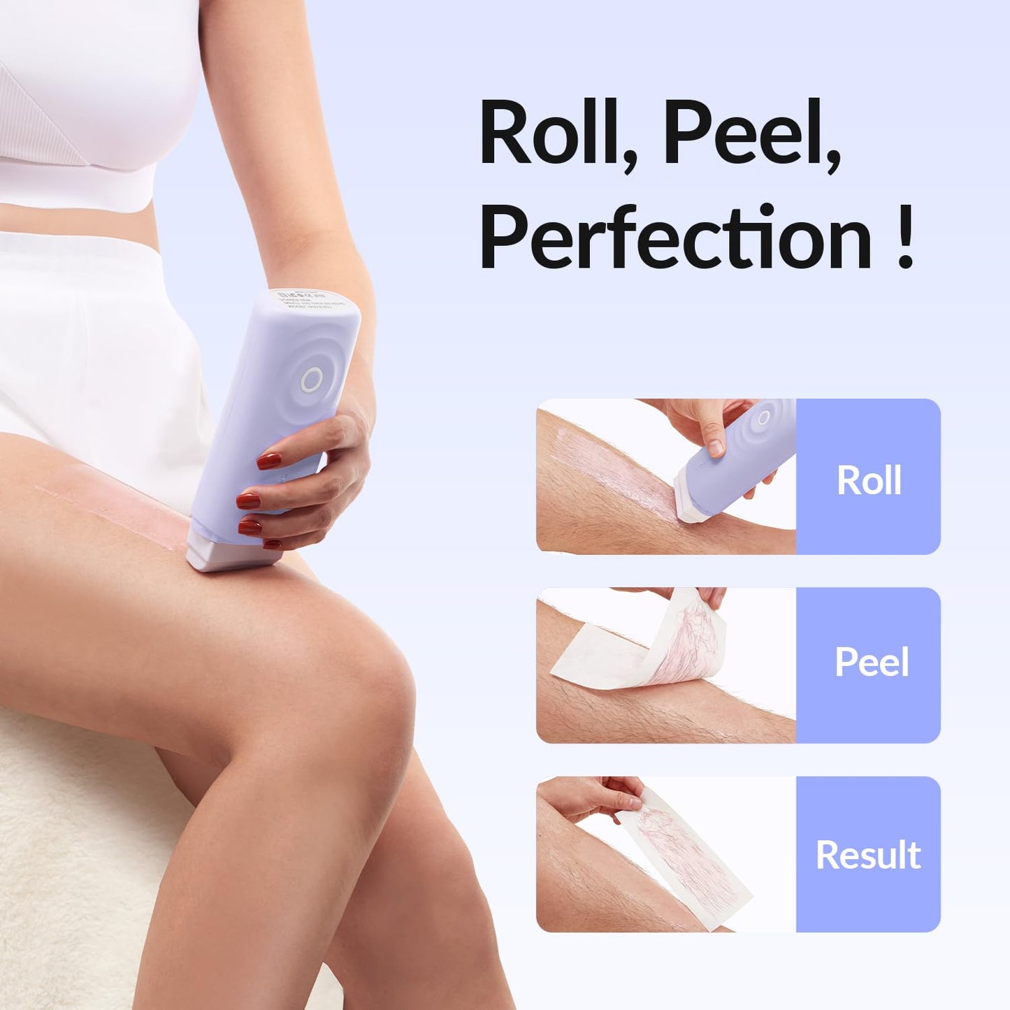 Waxfans Smart Wax Roller Kit, Roll On Wax Kit for Women & Men, Cera Para Depilar at Home Waxing Kit for Body and Legs Hair Removal, with 2 Wax Refills Beauty and Personal Care waxfans