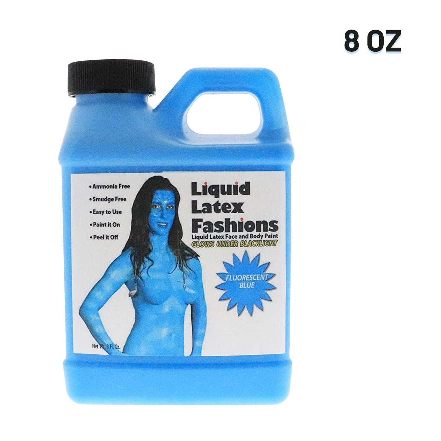 Fluorescent Blue 8 Oz - Liquid Latex Face and Body Paint, Black Light UV Reactive GLOW, Ideal for Cosplay, Costumes, Concerts, Halloween and Theater Beauty & Personal Care Liquid Latex Fashions