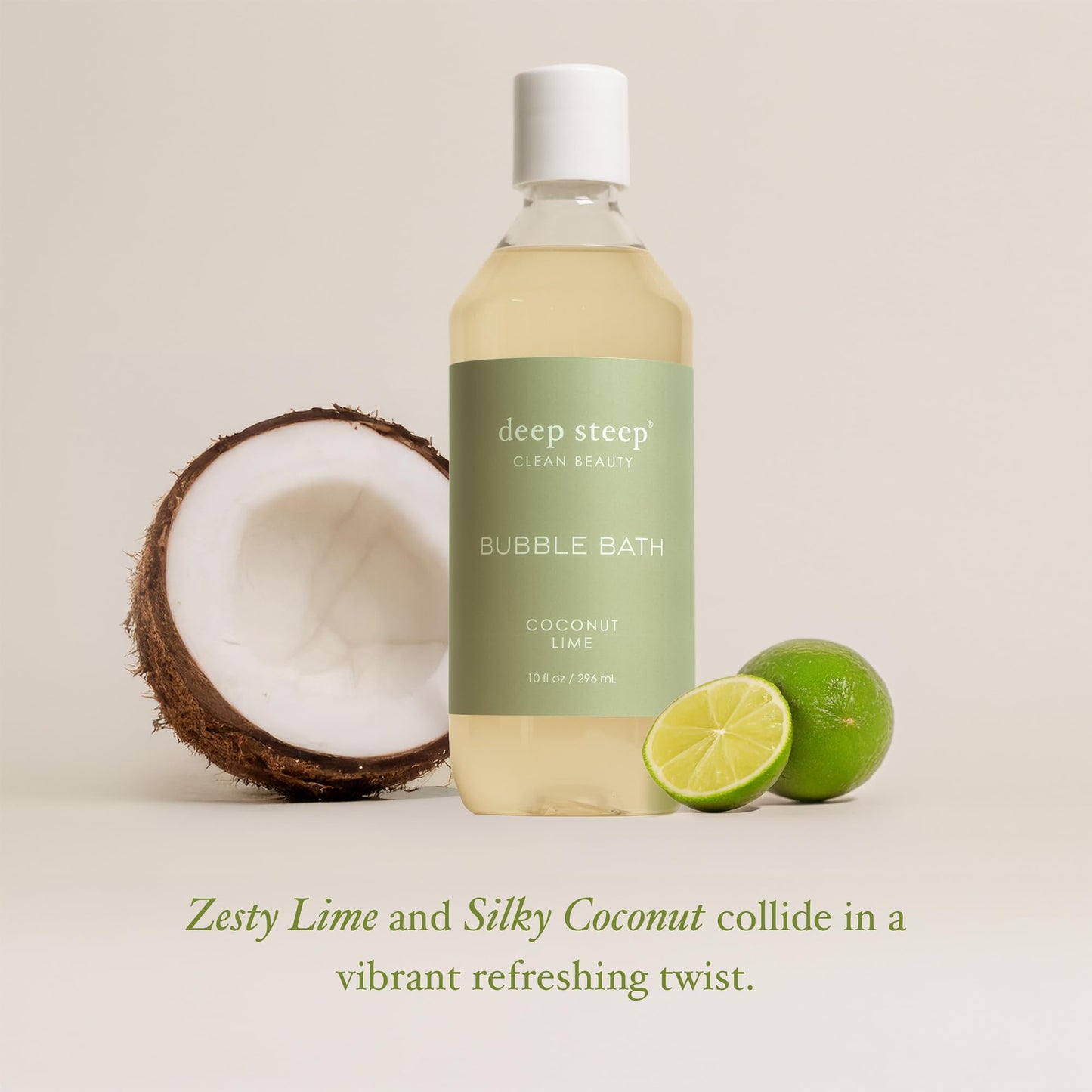 Deep Steep Bubble Bath, Coconut Lime, 10 oz - Soothing Soak with Shea Butter, Argan Oil, Aloe Vera & Coconut Oil - Vegan, Sulfate-Free, PH-Balanced Beauty and Personal Care Deep Steep