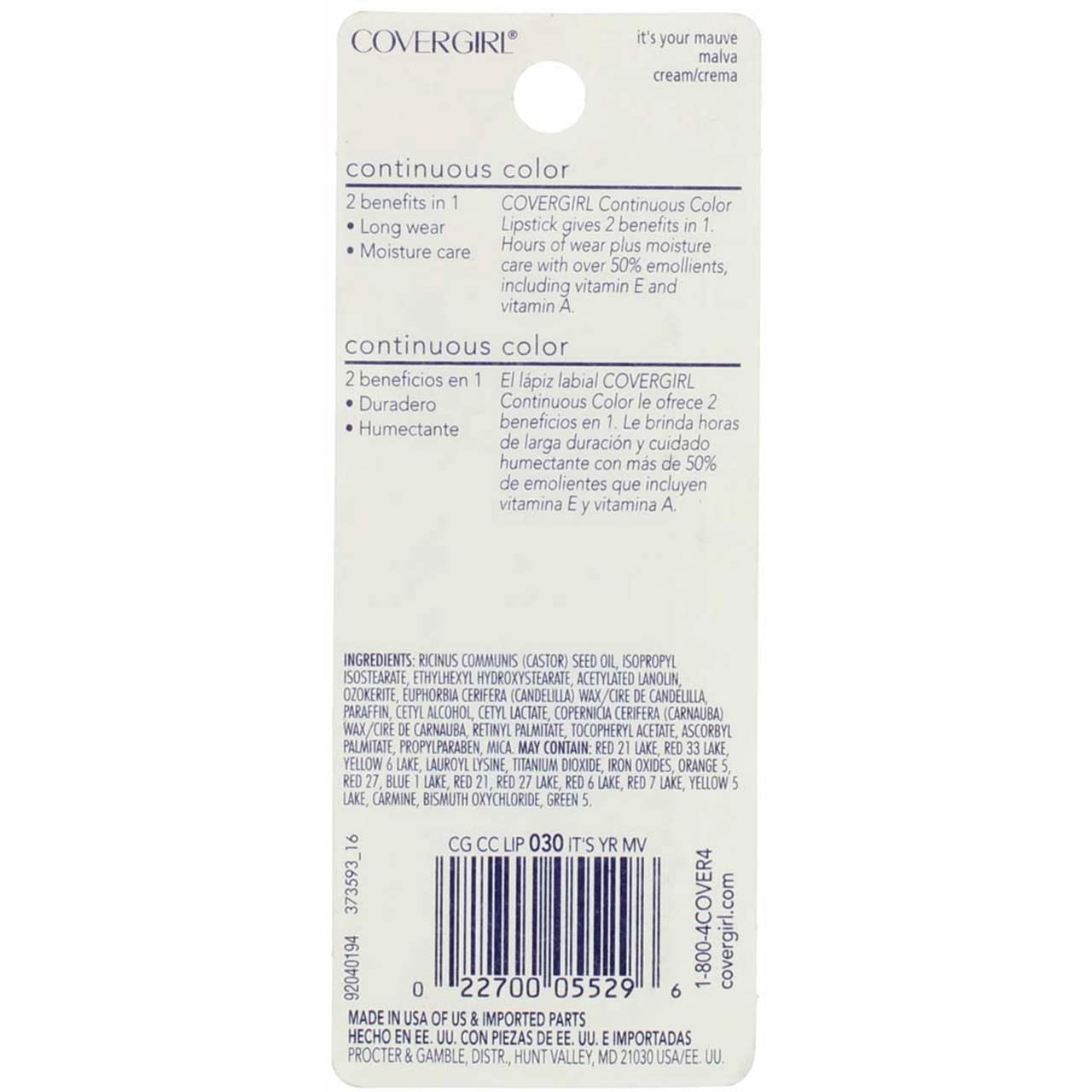 CoverGirl Continuous Color Lipstick, It's Your Mauve [030], 0.13 oz (Pack of 5) Beauty & Personal Care COVERGIRL