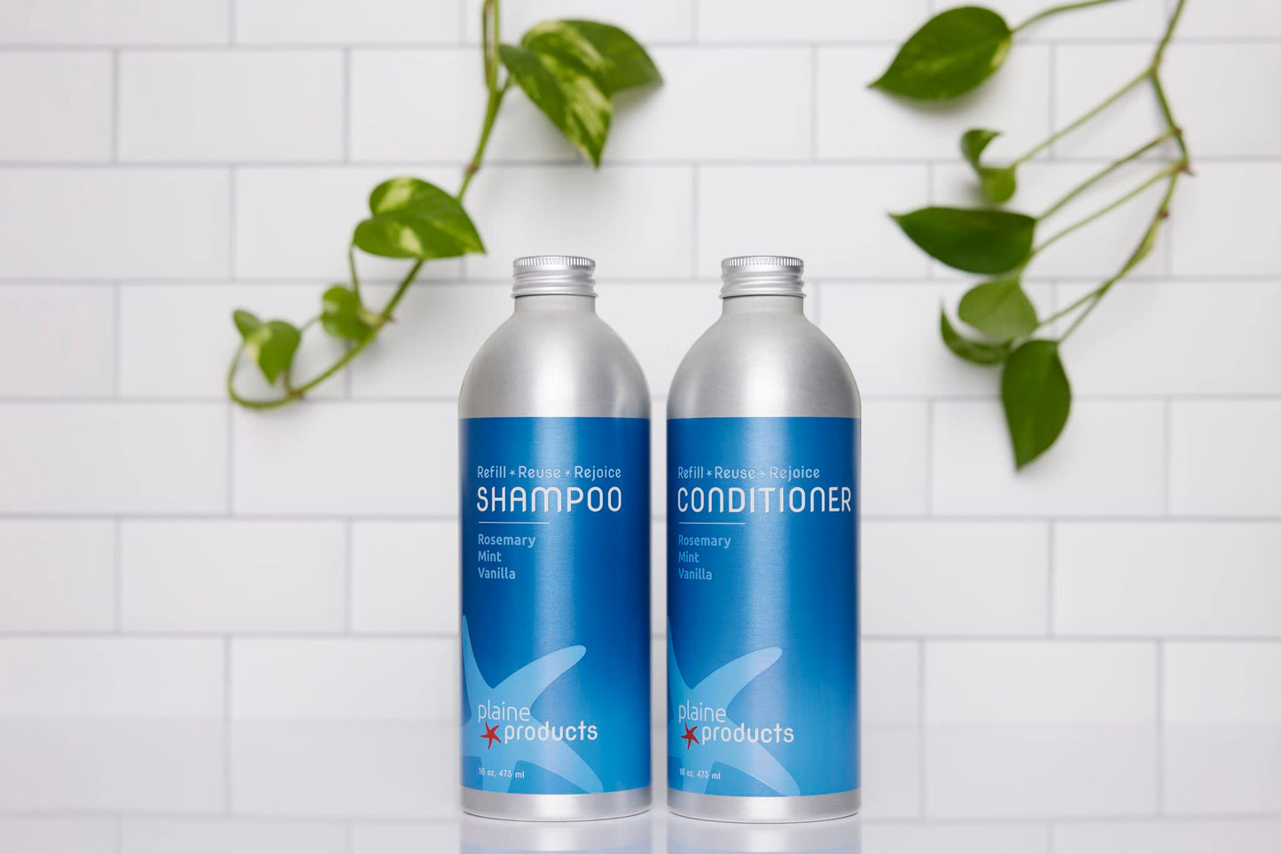 Plaine Products Eco-Friendly Shampoo and Conditioner - Rosemary, Mint, Vanilla - Sulfate & Paraben Free, 16oz Refill Bottles Beauty & Personal Care Plaine Products