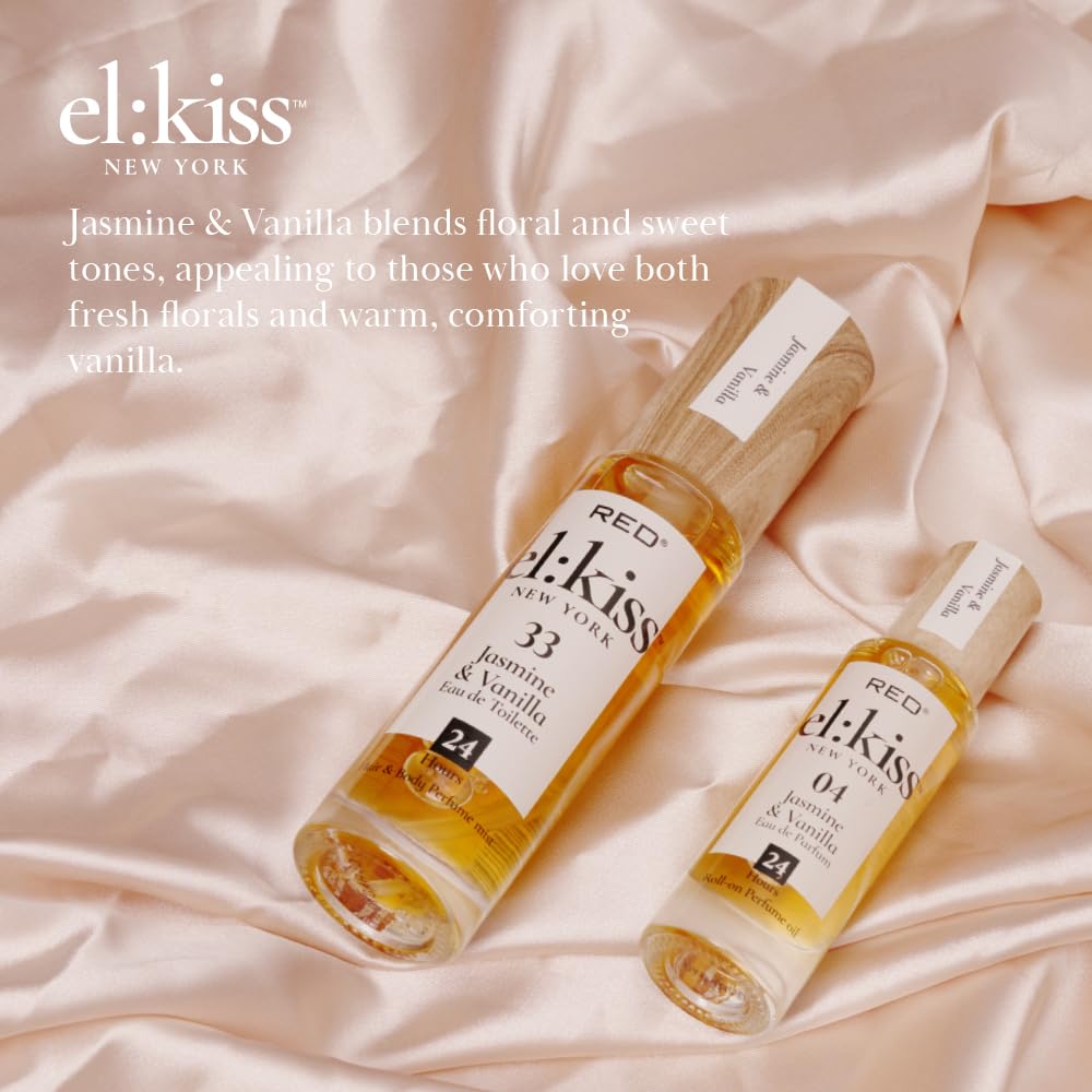 EL:KISS Roll On Perfume, Jasmine & Vanilla Inspired by SDJ 68, Eau de Parfum 12mL (.40 Fl Oz), Hydrating & Long-Lasting, Alcohol-Free & Mineral Beauty & Personal Care EL:KISS