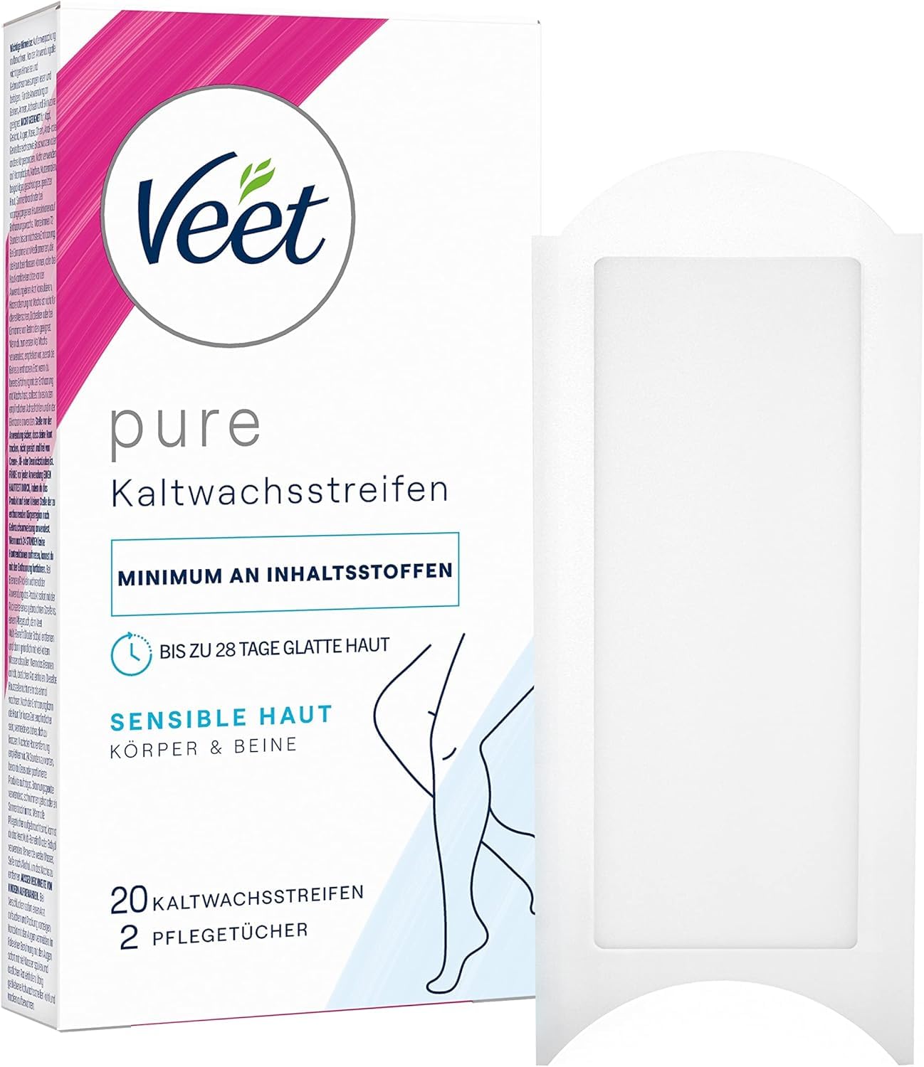 Veet Ready to Use Wax Strips Full Body Waxing Kit for Sensitive Skin, 20 Wax Strips Beauty and Personal Care Veet