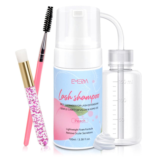 EMEDA Lash Shampoo Kit - 3.38 fl.oz / 100ml Gentle Foam Lash Cleanser, Oil-Free Cleaning for Wash Extension/Natural Eyelash Bath with Rinse Bottle Beauty and Personal Care EMEDA Default Title