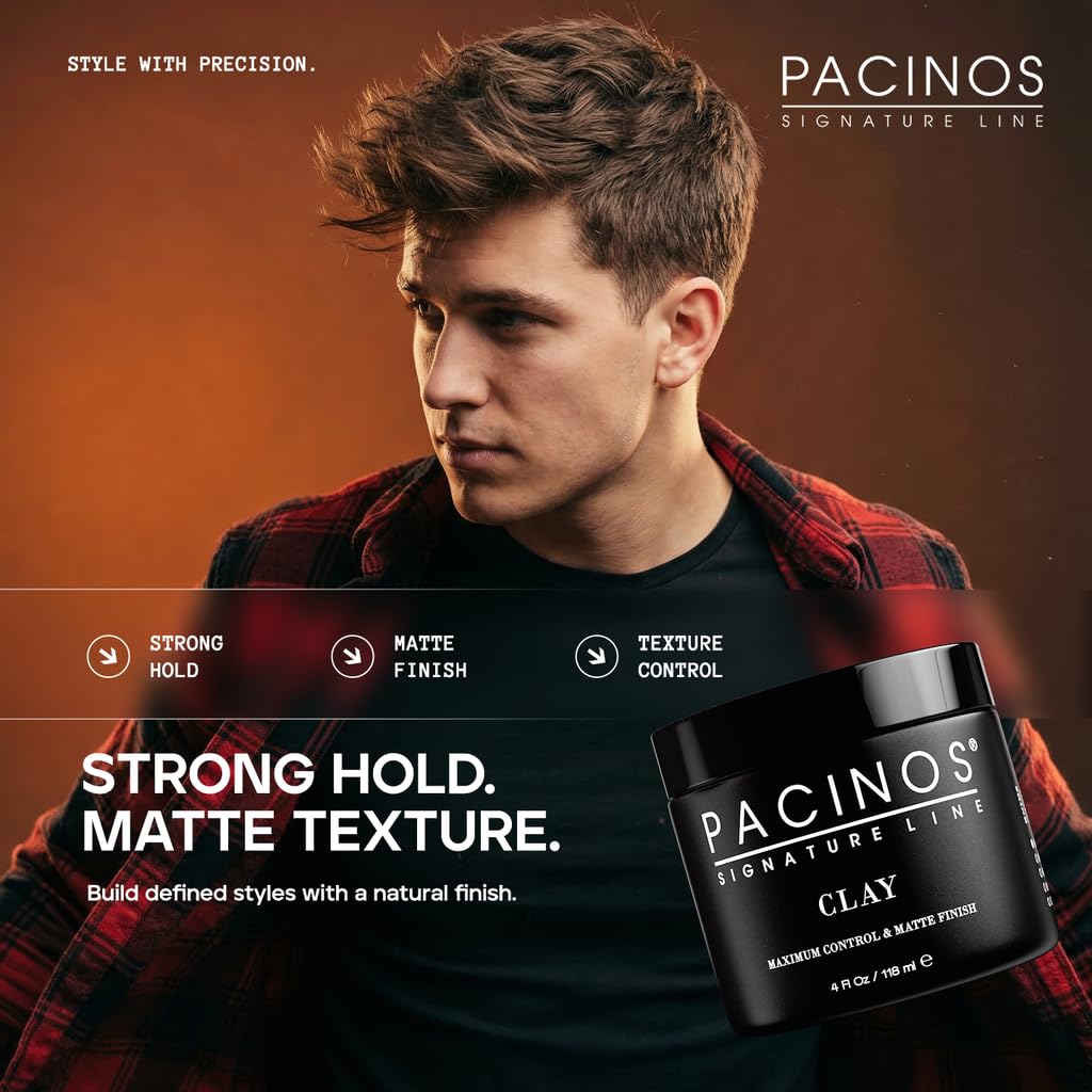 Pacinos Signature Line Clay Hair Paste - Long Lasting Styling Wax with Firm Hold for All Hair Styles 4 Oz Beauty & Personal Care Pacinos